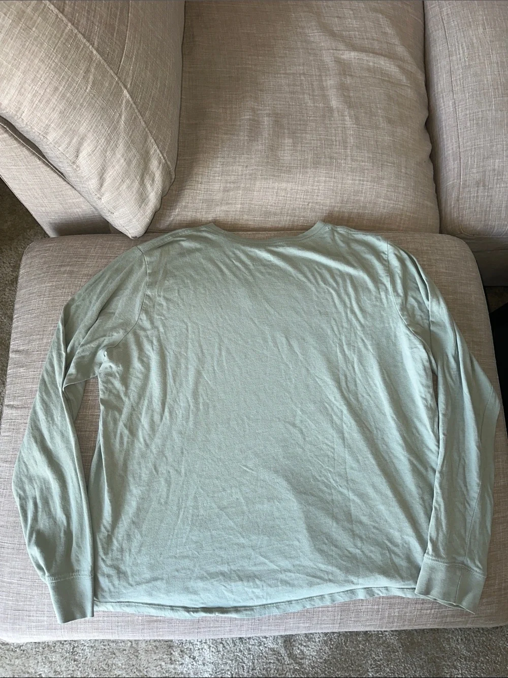 Nike Long Sleeve Crew Tee in Sage Green with White Swoosh - 100% Cotton